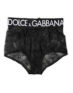 Dolce & Gabbana Black Logo Girdle High Waist Panty Underwear