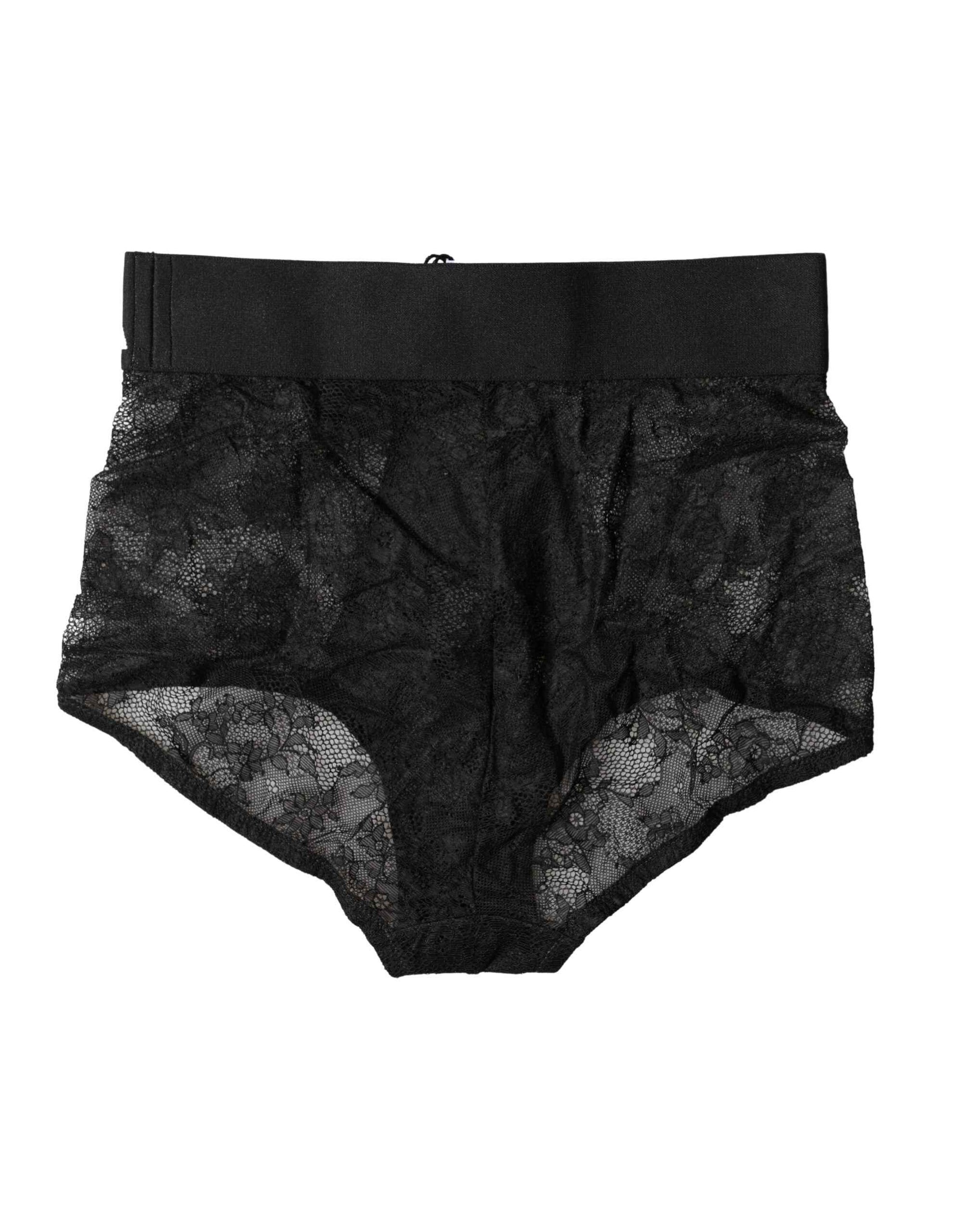 Dolce & Gabbana Black Logo Girdle High Waist Panty Underwear