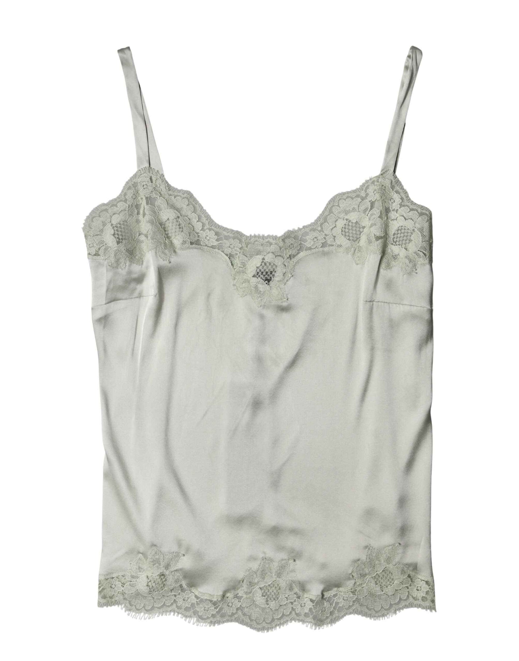 Dolce & Gabbana Light Green Floral Lace Lingerie Top Underwear