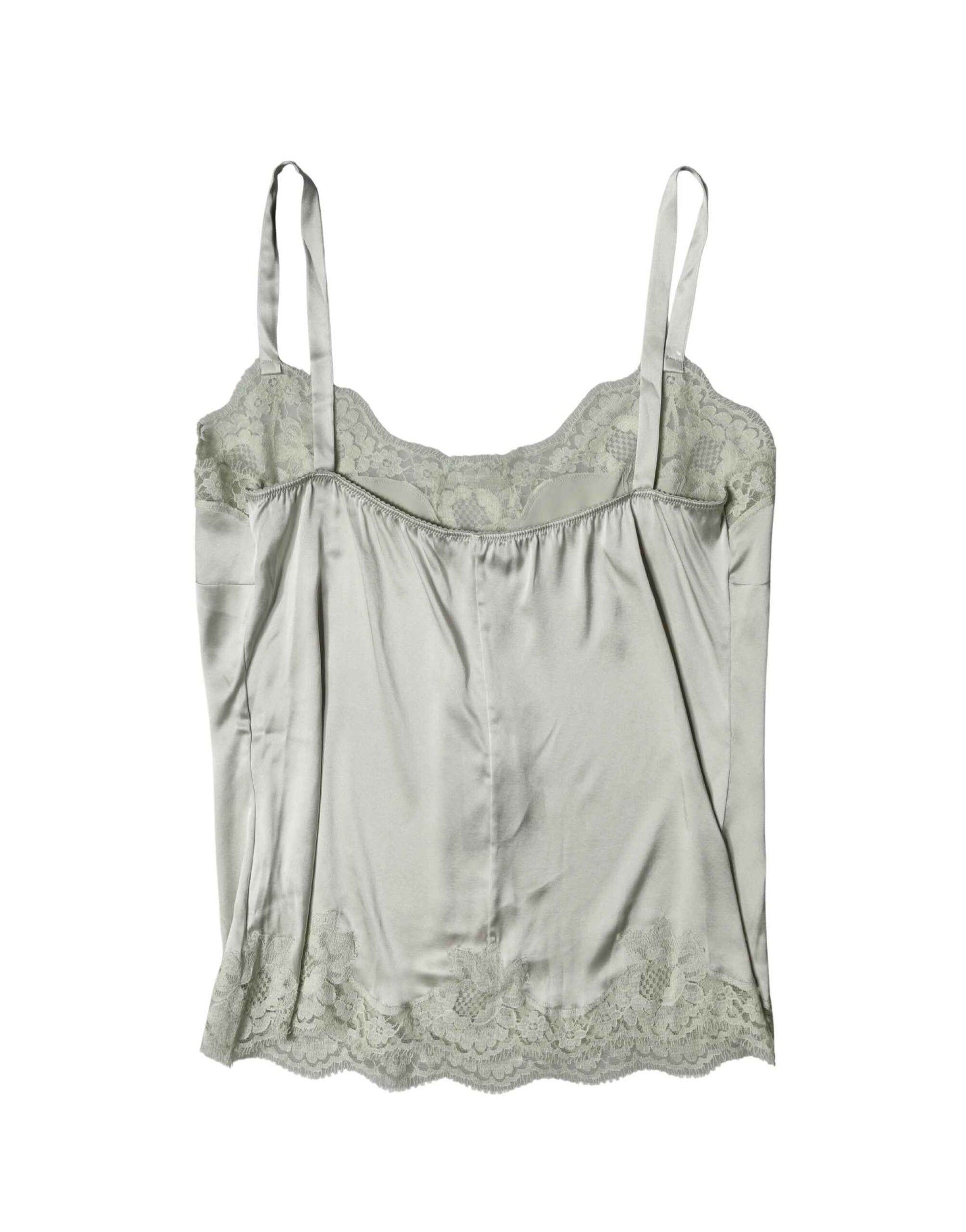 Dolce & Gabbana Light Green Floral Lace Lingerie Top Underwear