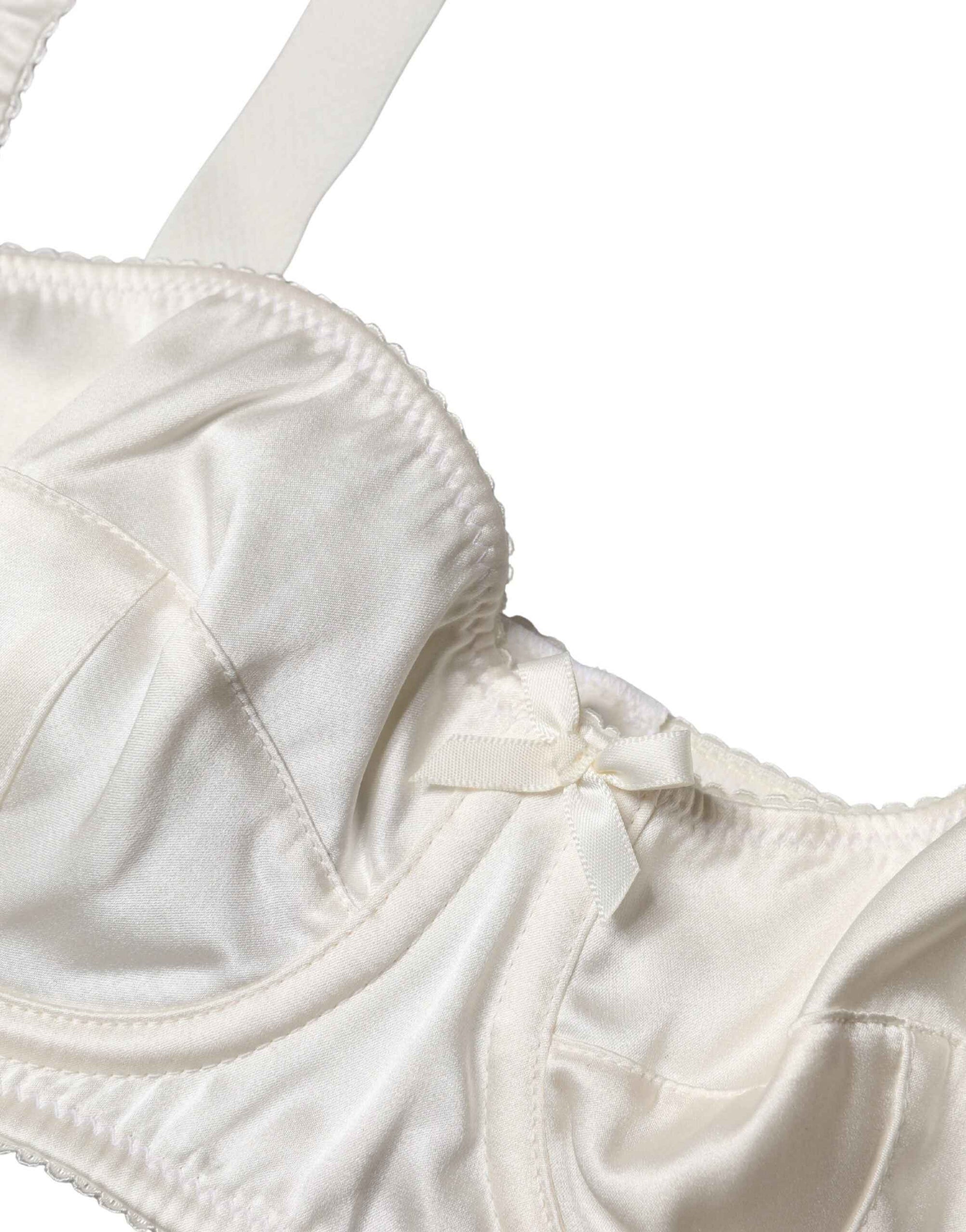 Dolce & Gabbana White Silk Satin Underwire Bra Semi Pad Underwear
