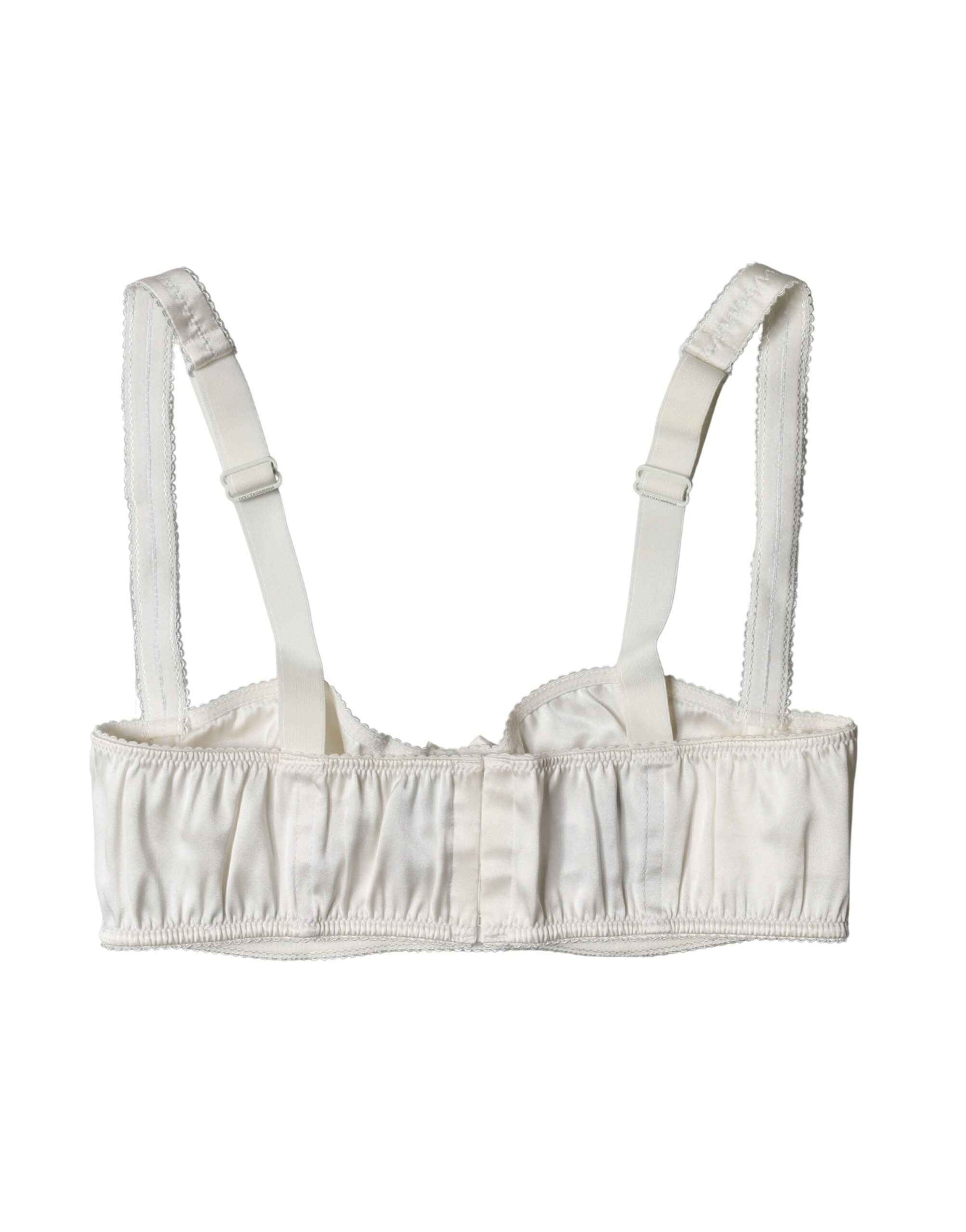 Dolce & Gabbana White Silk Satin Underwire Bra Semi Pad Underwear