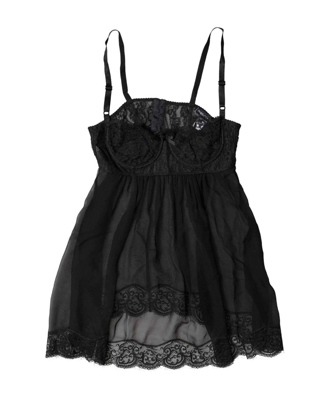 Dolce & Gabbana Black Silk Floral Lace Lingerie Top Underwear