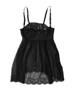 Dolce & Gabbana Black Silk Floral Lace Lingerie Top Underwear