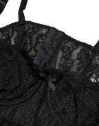 Dolce & Gabbana Black Silk Floral Lace Lingerie Top Underwear