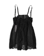 Dolce & Gabbana Black Silk Floral Lace Lingerie Top Underwear