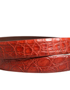 Dolce & Gabbana Red Leather Gold Tone Metal Buckle Men Belt