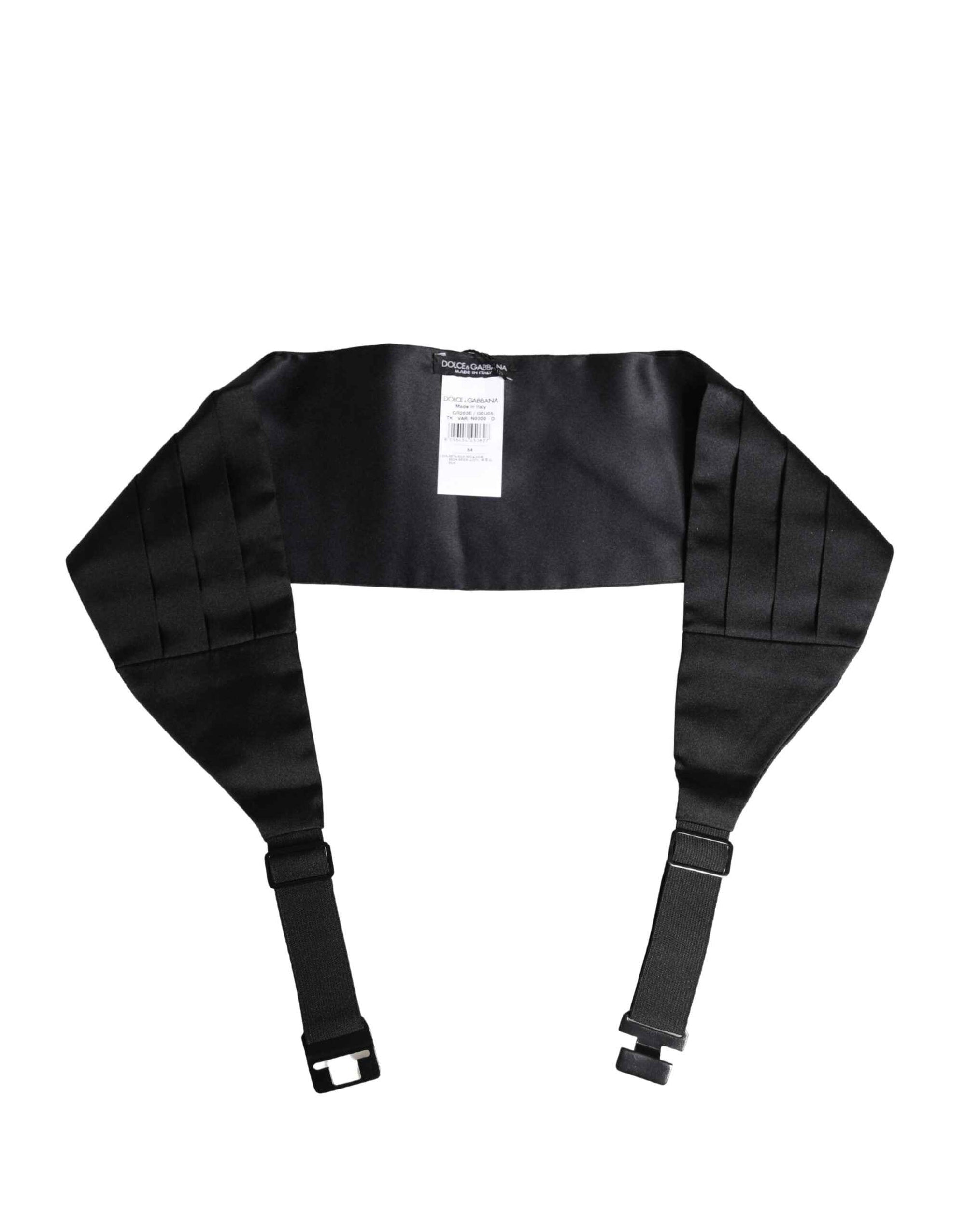 Dolce & Gabbana Black 100% Silk Wide Belt Waist Cummerbund