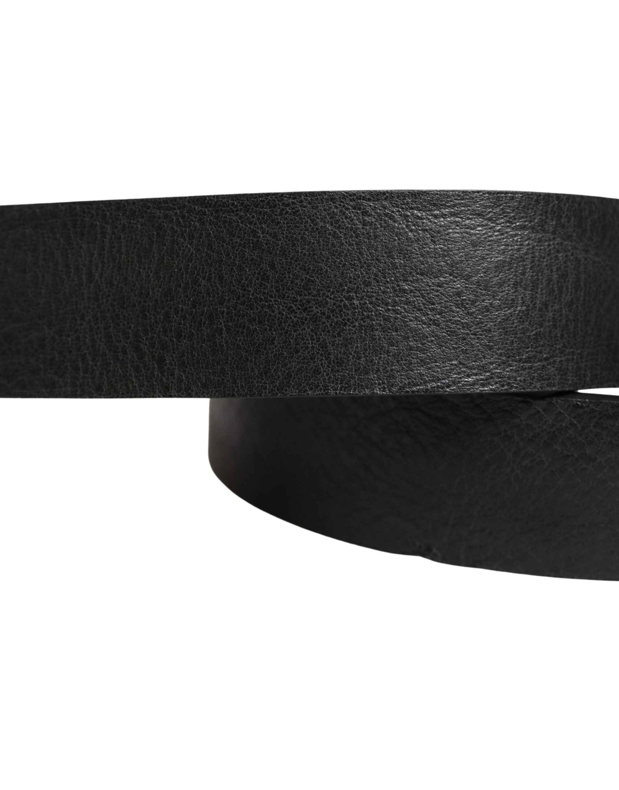 Dolce & Gabbana Black Leather Silver Chain Waist Men Belt