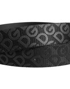 Dolce & Gabbana Black Logo Monogram Silver Metal Buckle Belt
