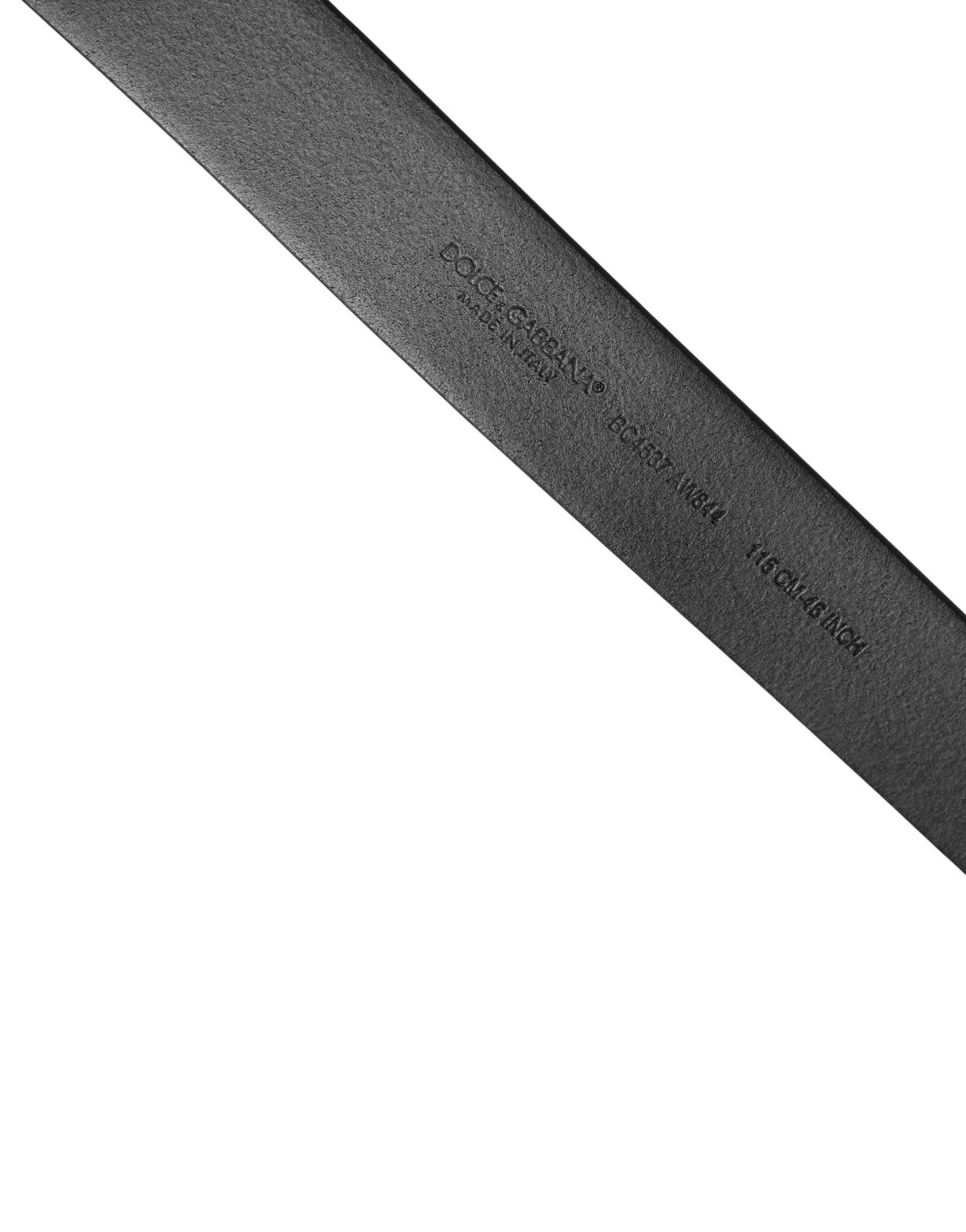Dolce & Gabbana Black Calf Leather Silver Metal Buckle Belt