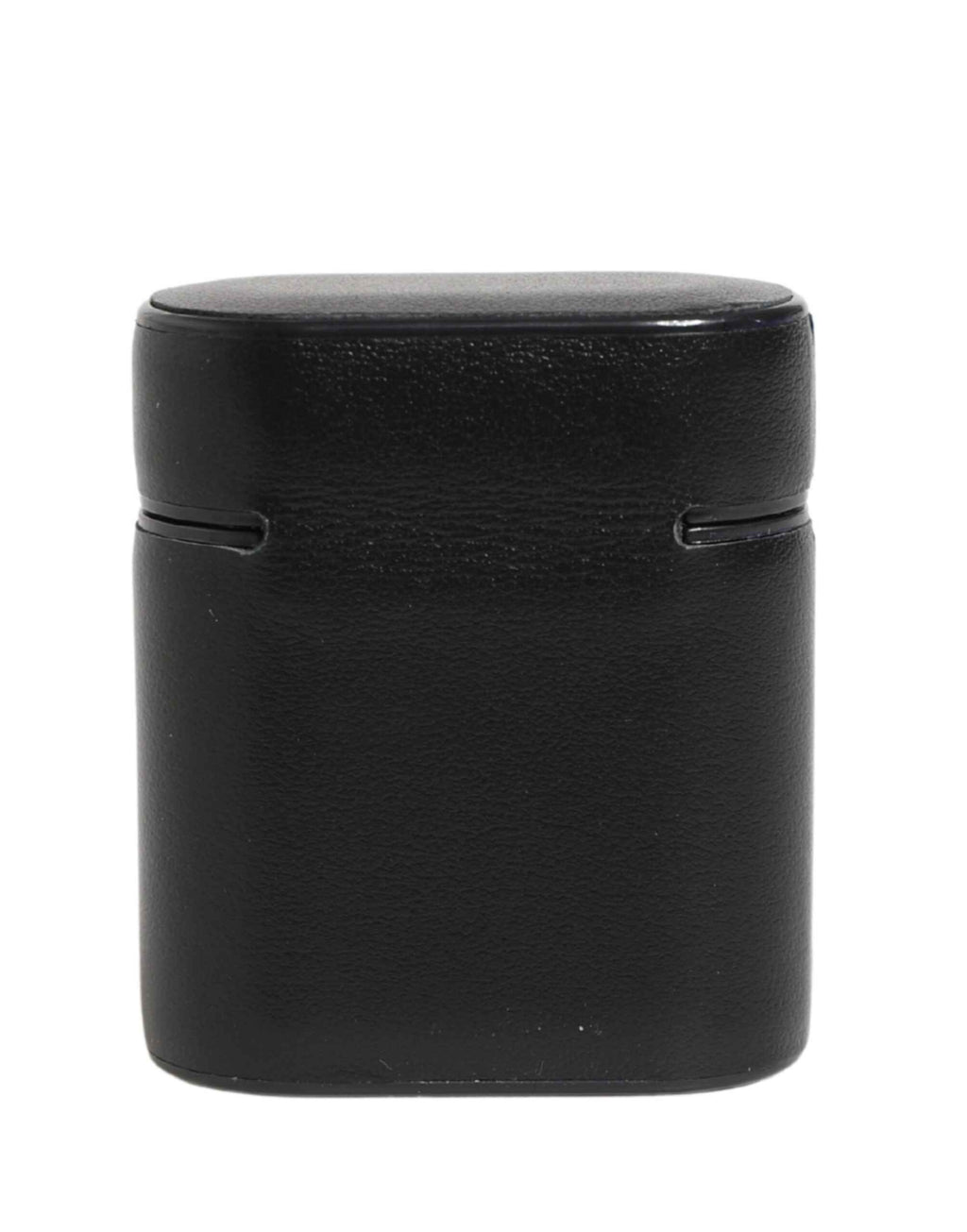 Dolce & Gabbana Black Calf Leather Logo Print Flip Holder Airpods Case