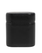 Dolce & Gabbana Black Calf Leather Logo Print Flip Holder Airpods Case