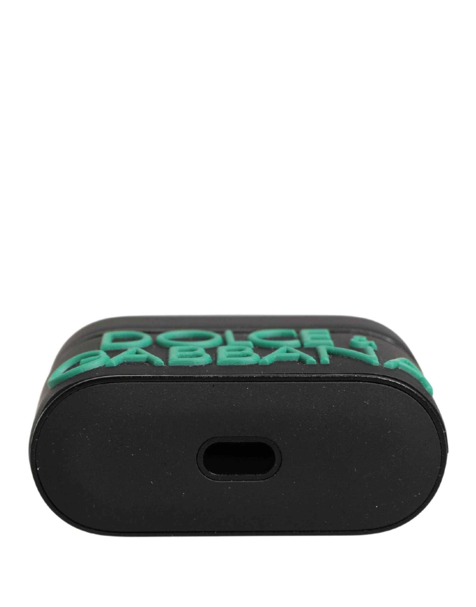 Dolce & Gabbana Black PVC Embossed Logo Flip Holder Women Airpods Case