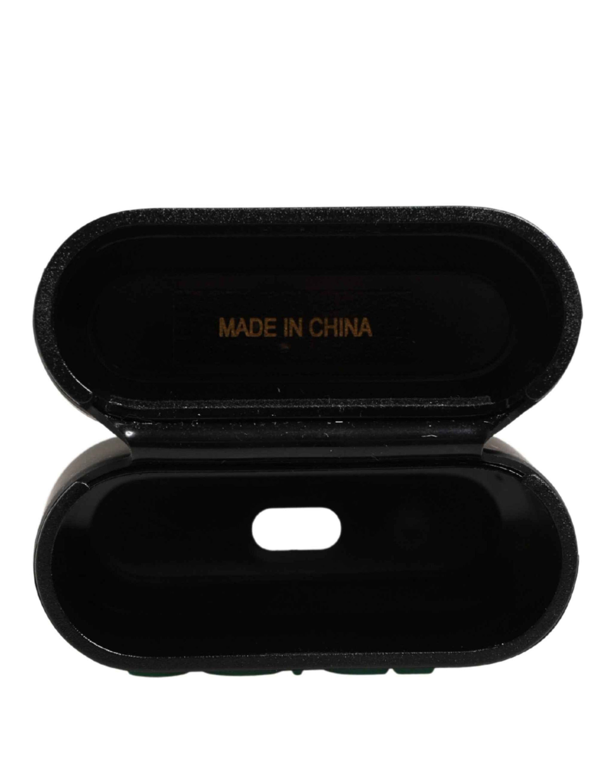Dolce & Gabbana Black PVC Embossed Logo Flip Holder Women Airpods Case