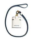 Dolce & Gabbana White Calf Leather Logo Flip Holder Strap Airpods Case