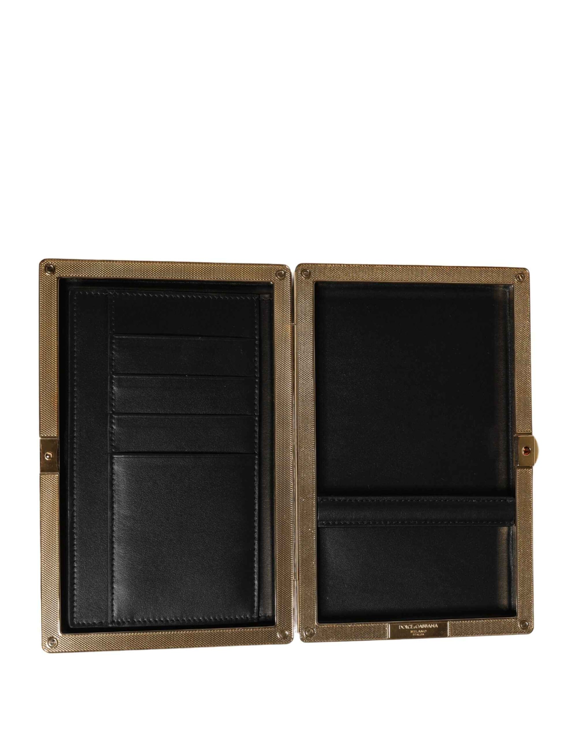 Dolce & Gabbana Brown Calfskin Leather Clutch Evening Women Purse Bag