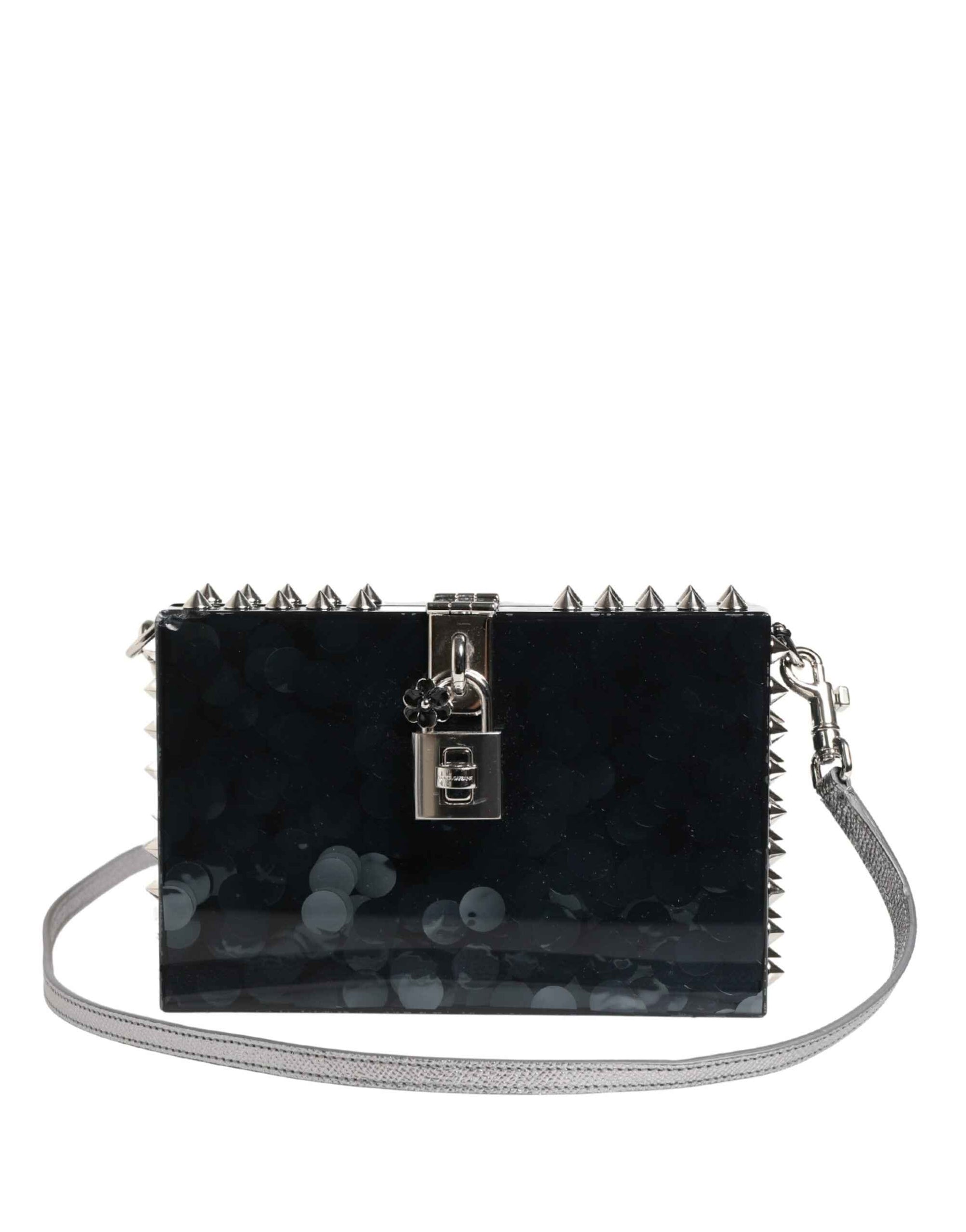 Dolce & Gabbana Black Acrylic Plexiglass Studded DOLCE BOX Clutch Bag