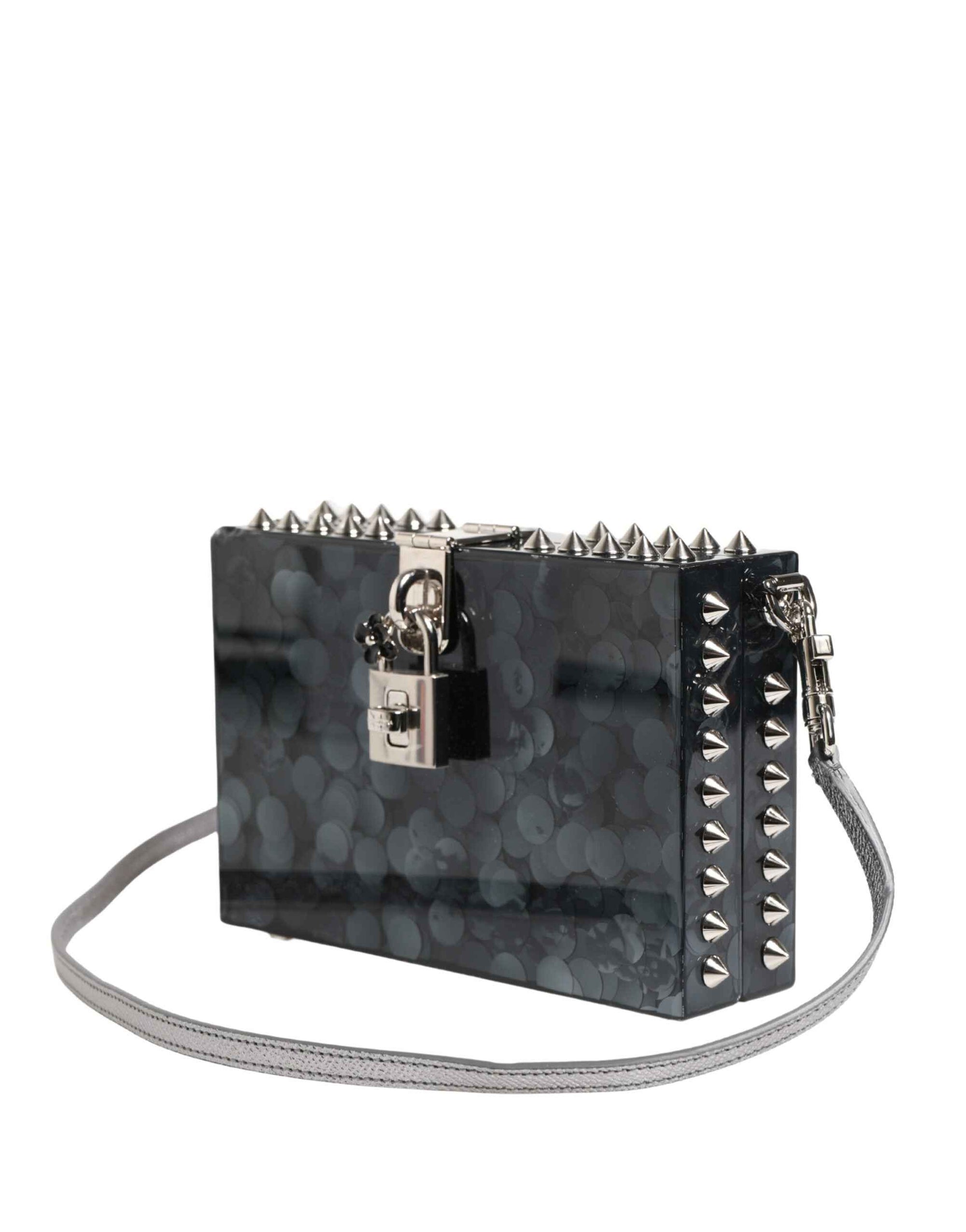 Dolce & Gabbana Black Acrylic Plexiglass Studded DOLCE BOX Clutch Bag