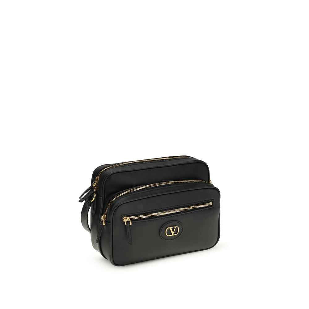 Valentino Garavani Black Calf Leather Bos Taurus Shoulder Bag