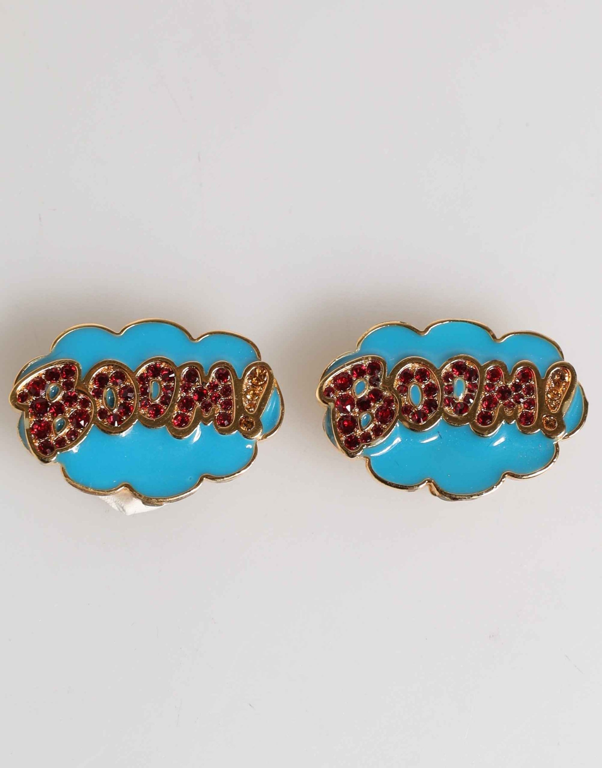 Dolce & Gabbana Gold Brass BOOM Cartoon Crystal Clip-On Women