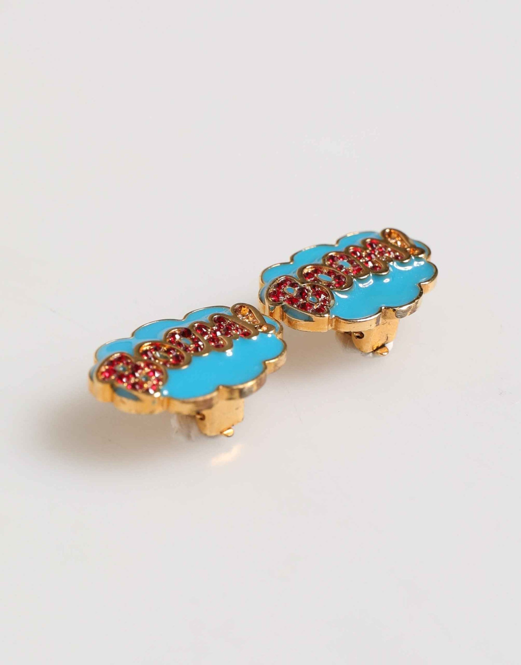 Dolce & Gabbana Gold Brass BOOM Cartoon Crystal Clip-On Women