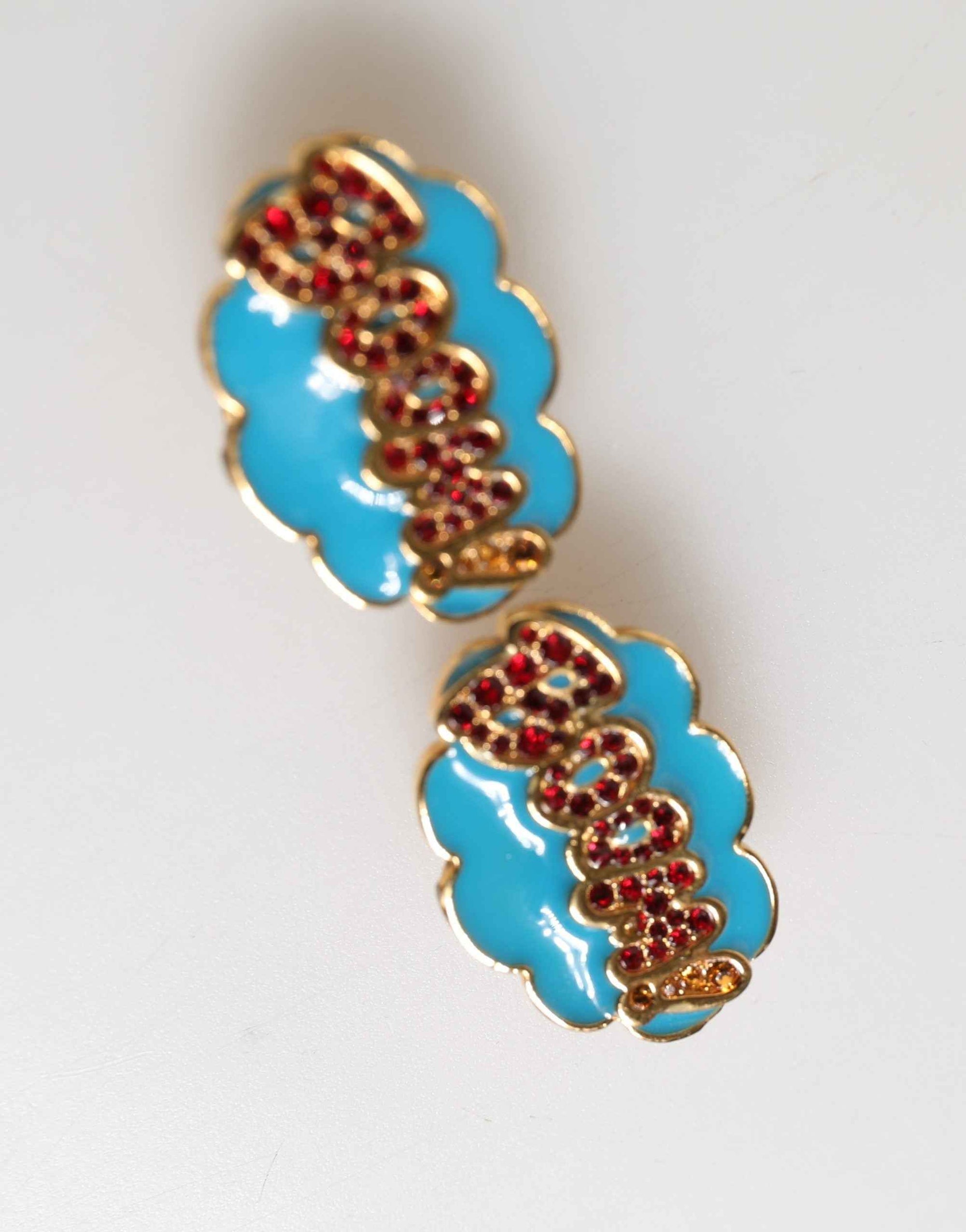 Dolce & Gabbana Gold Brass BOOM Cartoon Crystal Clip-On Women