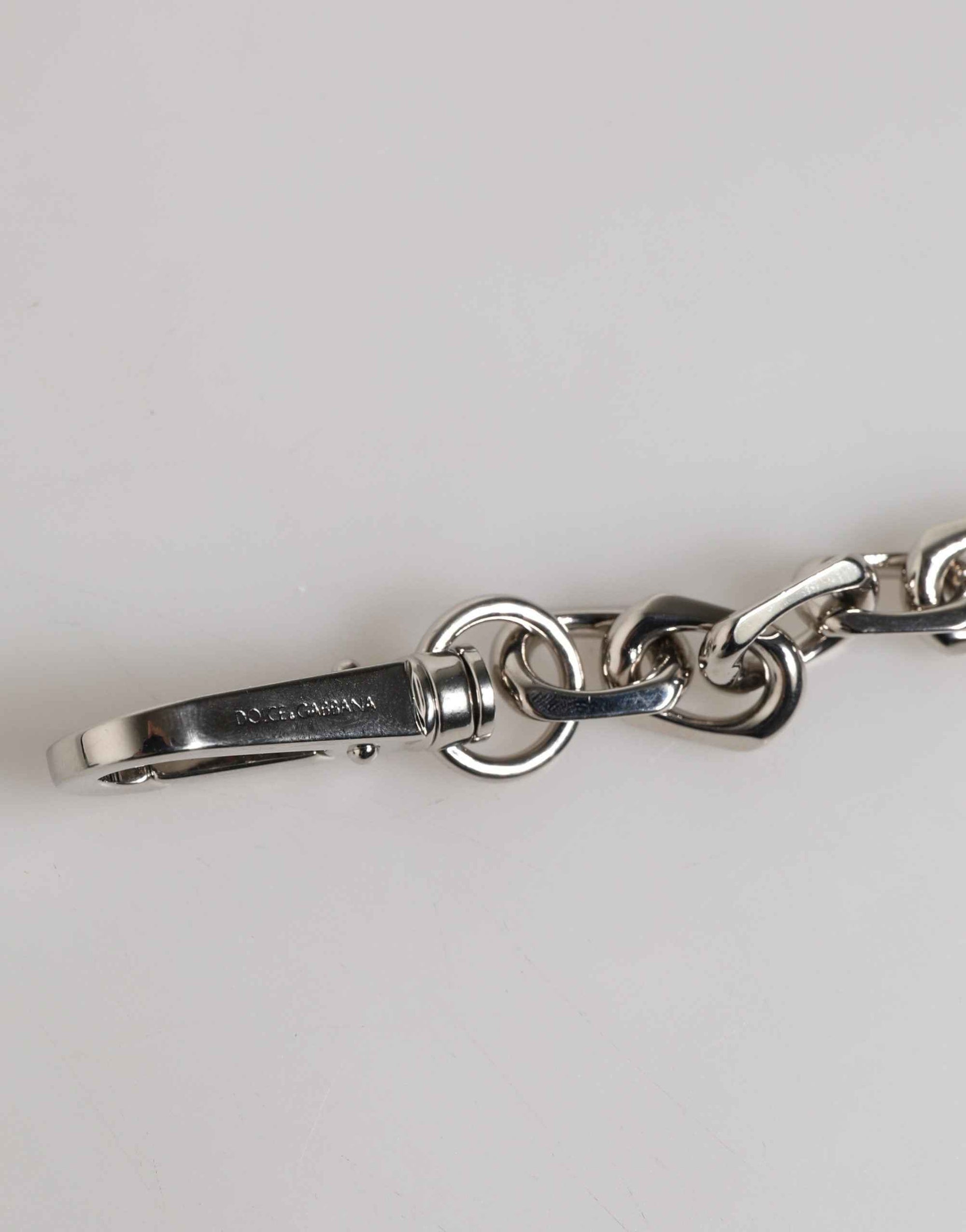 Dolce & Gabbana Silver Tone Chain Lobster Clasp Logo Gray Pearls Bracelet