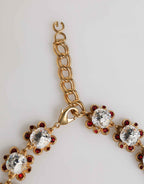 Dolce & Gabbana Gold Brass FRUIT Pendants Flowers Crystal Logo Necklace