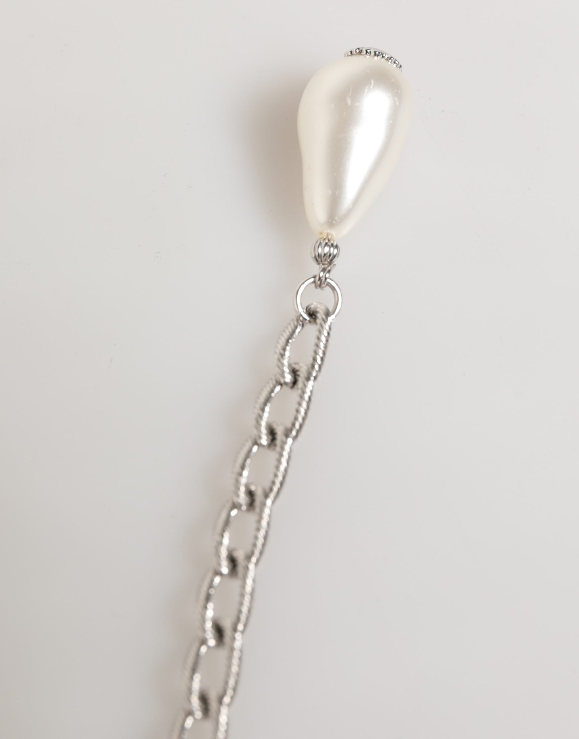 Dolce & Gabbana Silver Tone Brass Chain Crystal Embellished Bracelet