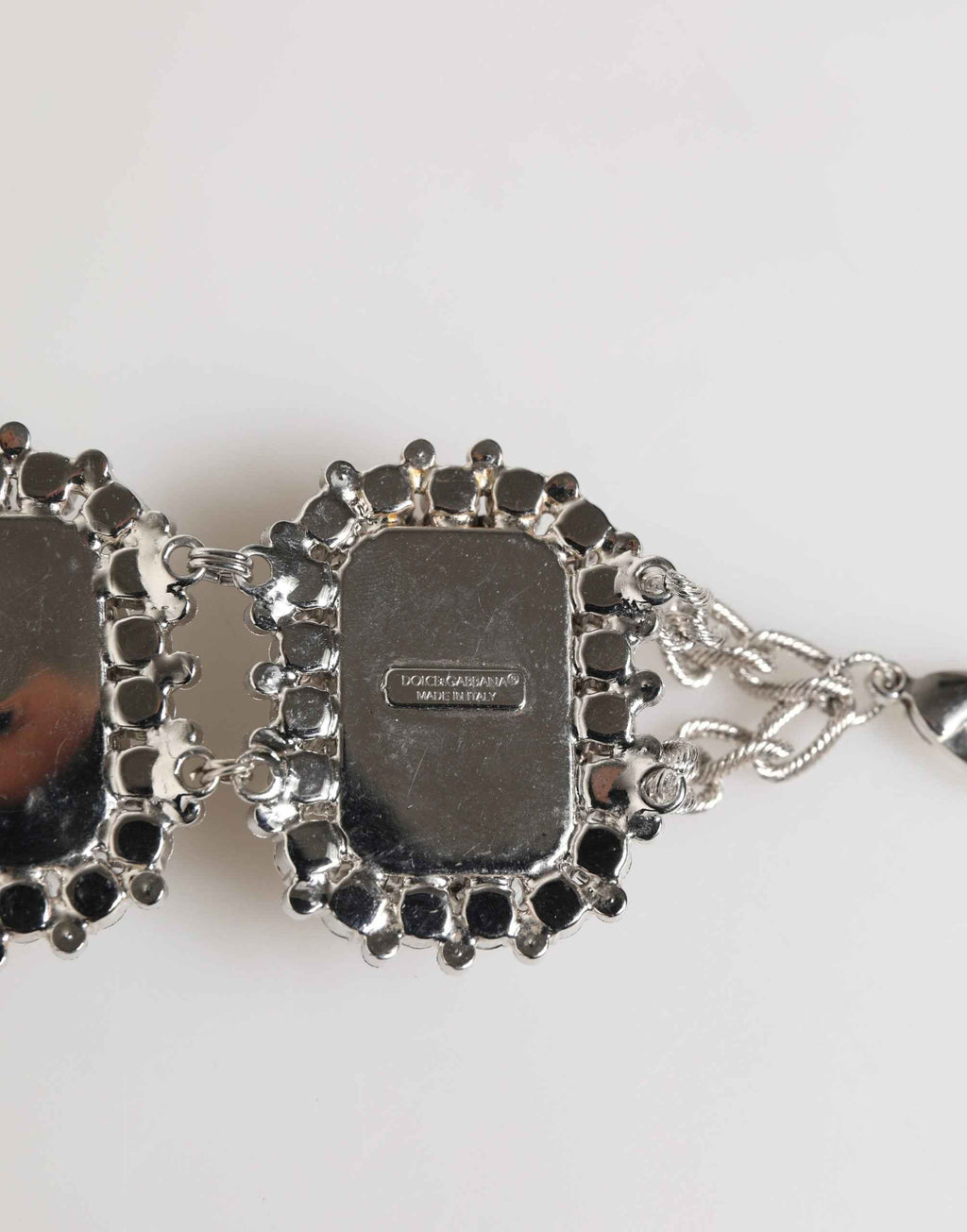 Dolce & Gabbana Silver Tone Brass Chain Crystal Embellished Bracelet