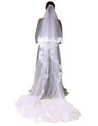 Dolce & Gabbana White Floral LaceNylon Floor Length 3M Long Veil