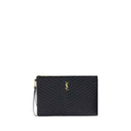 Saint Laurent Black Calf Leather Bos Taurus Clutch Bag