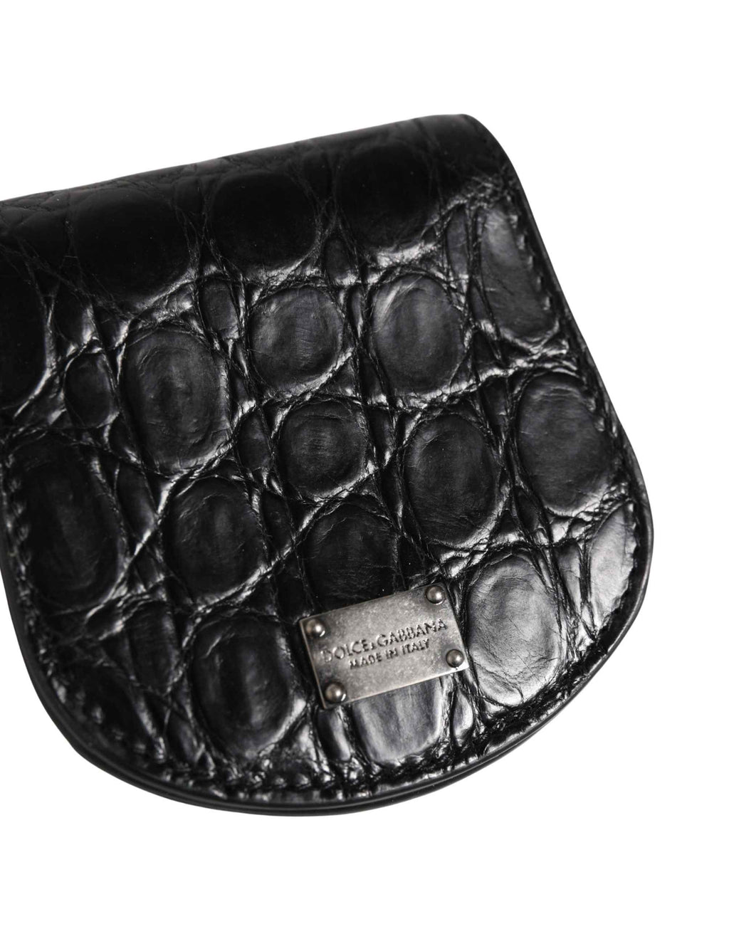 Dolce & Gabbana Black Exotic Skin Condom Case Holder Pocket Wallet