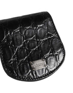 Dolce & Gabbana Black Exotic Skin Condom Case Holder Pocket Wallet