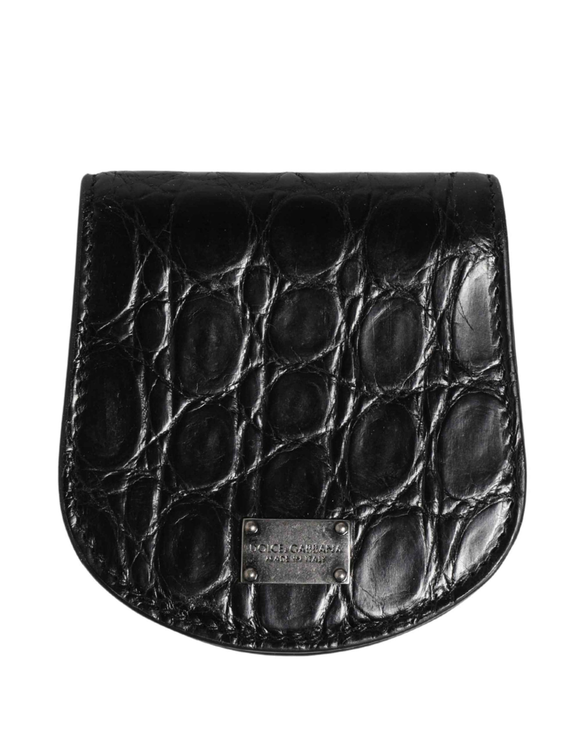 Dolce & Gabbana Black Exotic Skin Condom Case Holder Pocket Wallet