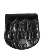 Dolce & Gabbana Black Exotic Skin Condom Case Holder Pocket Wallet