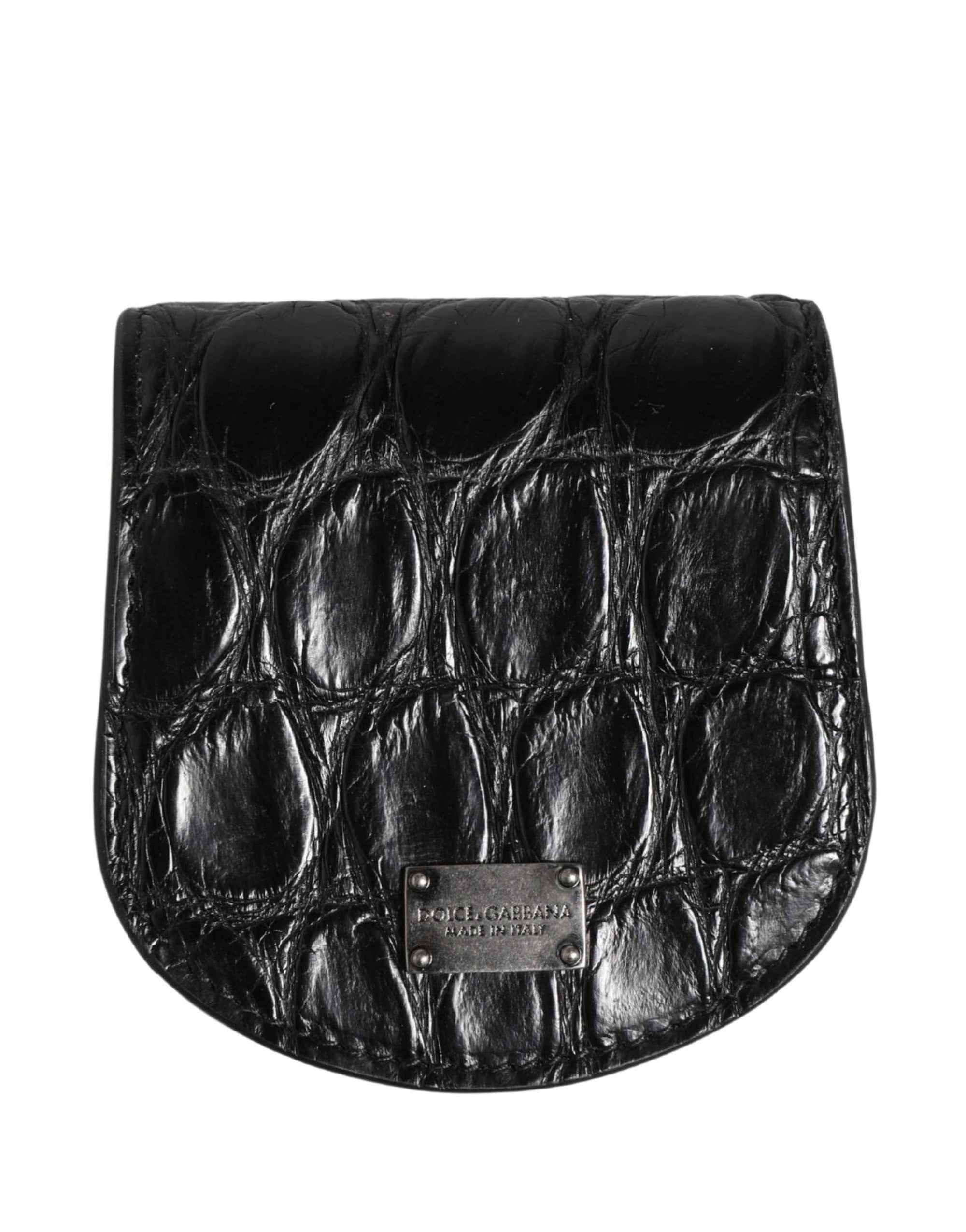 Dolce & Gabbana Black Exotic Skin Condom Case Holder Pocket Wallet
