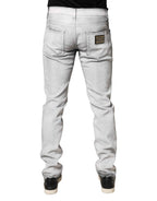 Dolce & Gabbana Light Gray Distressed Skinny Men Denim Jeans