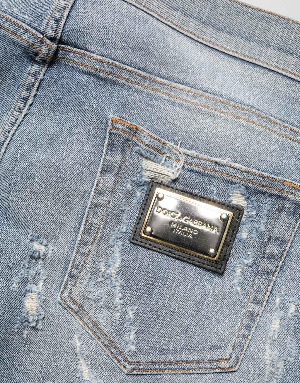 Dolce & Gabbana Light Blue Distressed Skinny Men Denim Jeans