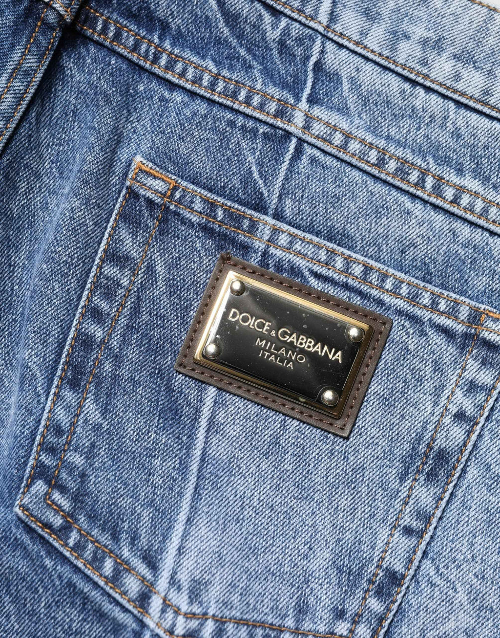 Dolce & Gabbana Two Tone Blue Cotton Regular Men Denim Jeans