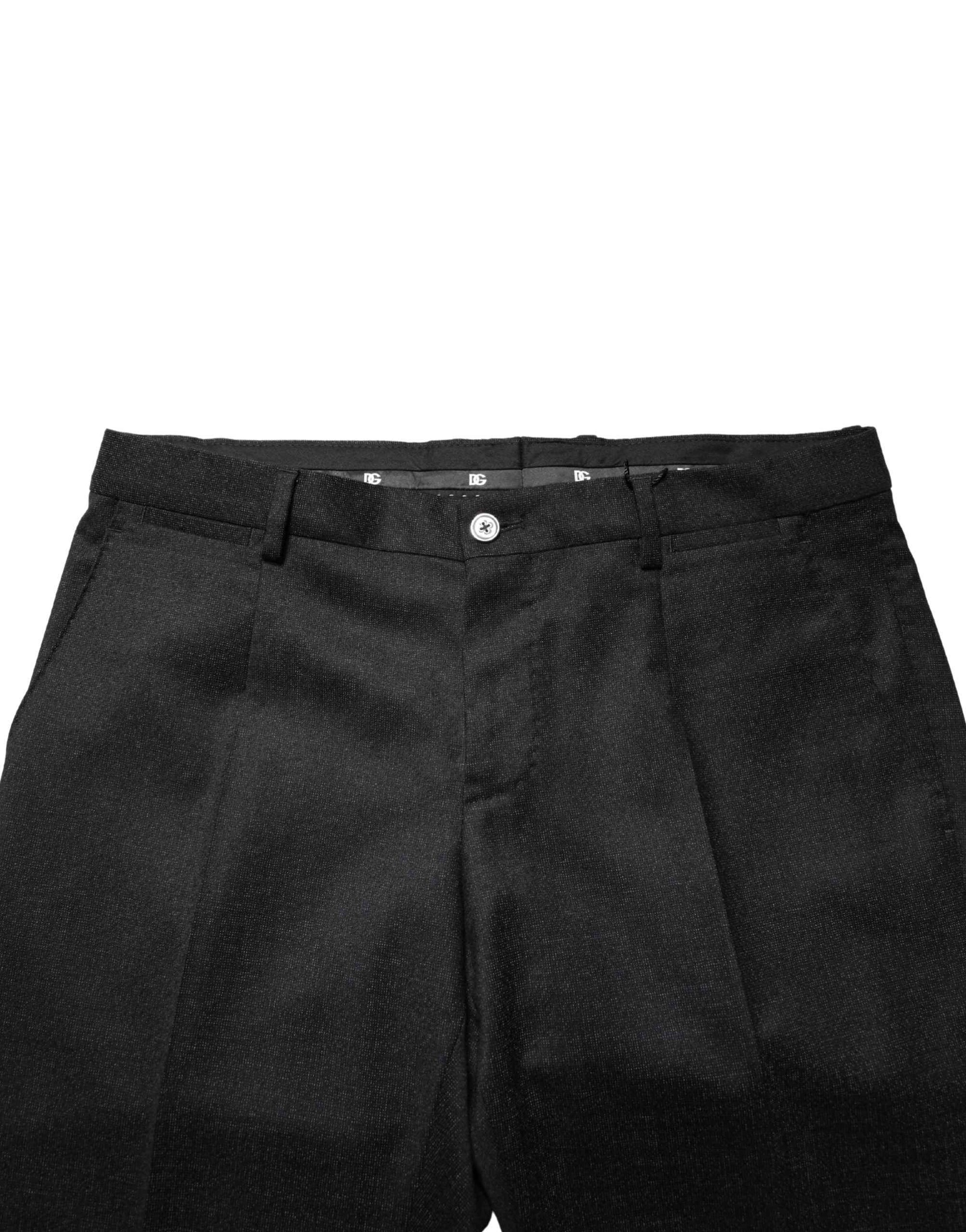 Dolce & Gabbana Black Wool Skinny Men Dress Trouser Pants