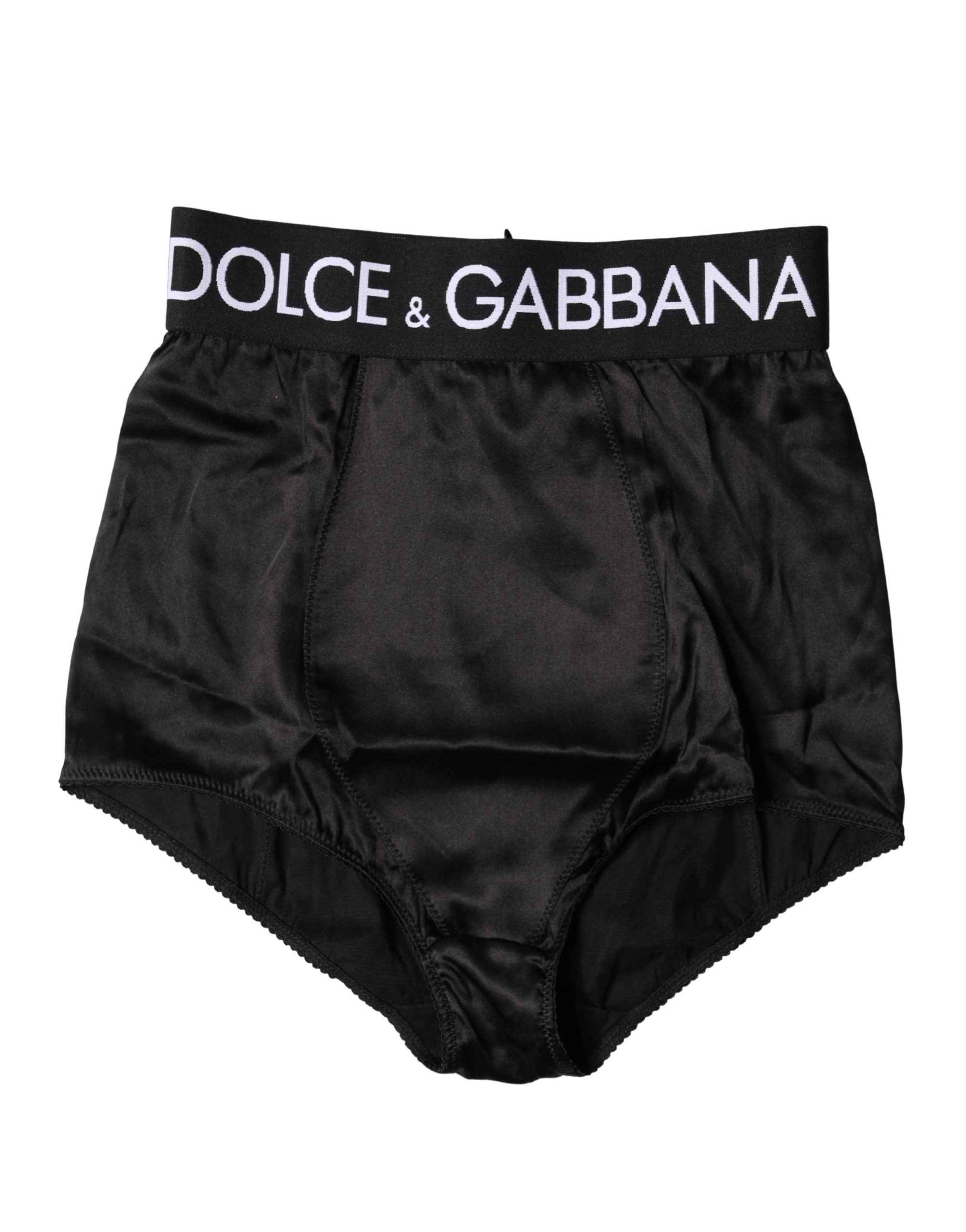 Dolce & Gabbana Black Logo Girdle High Waist Panty  Underwear