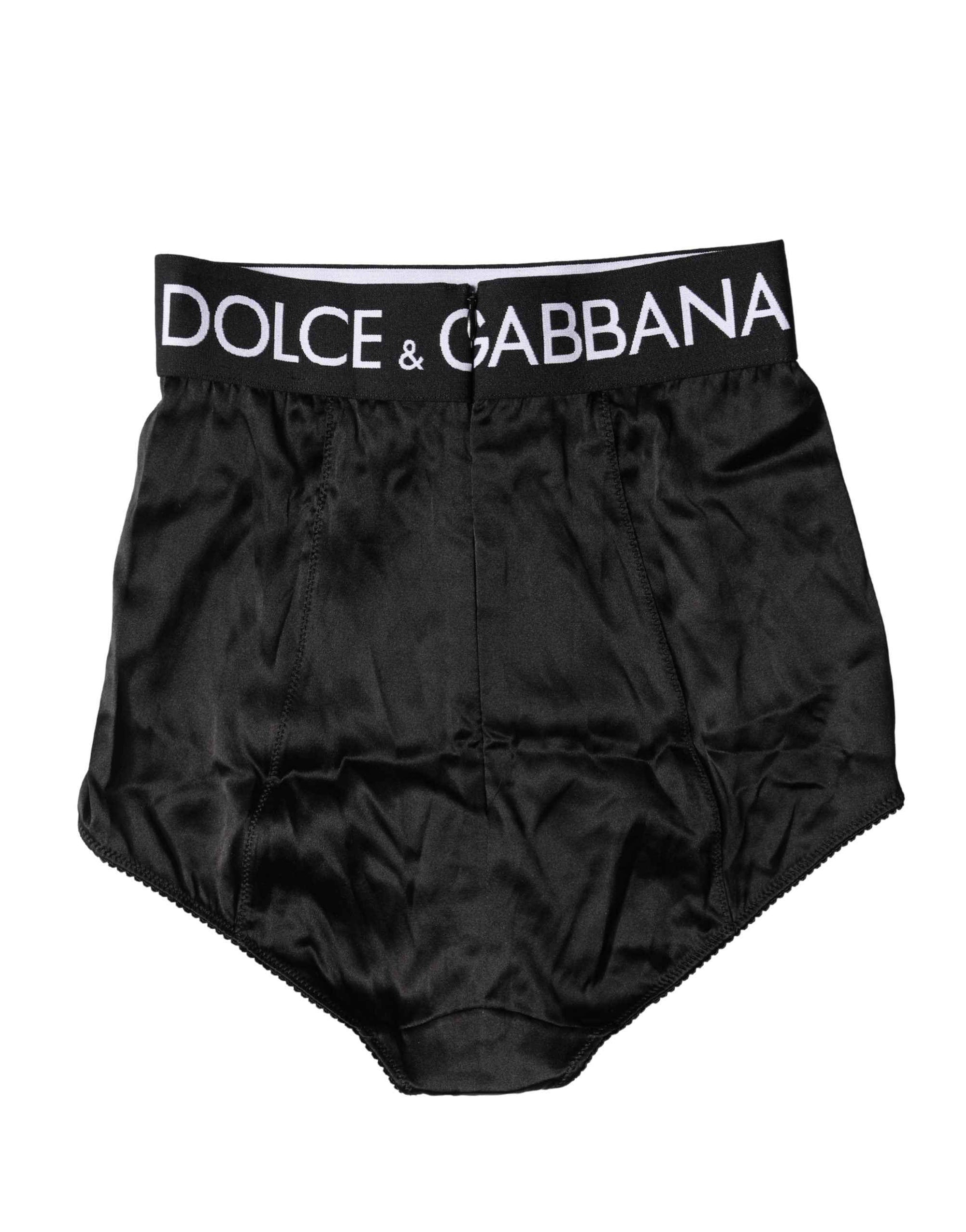 Dolce & Gabbana Black Logo Girdle High Waist Panty  Underwear