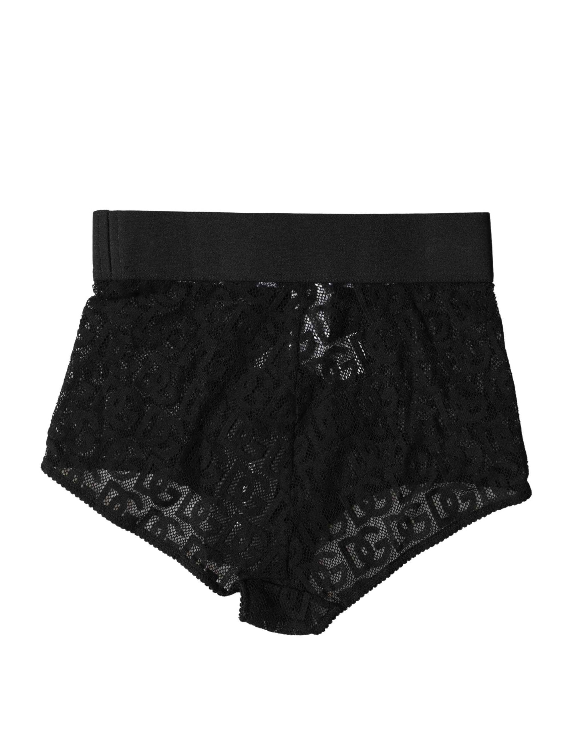 Dolce & Gabbana Black Logo Girdle High Waist Panty Underwear