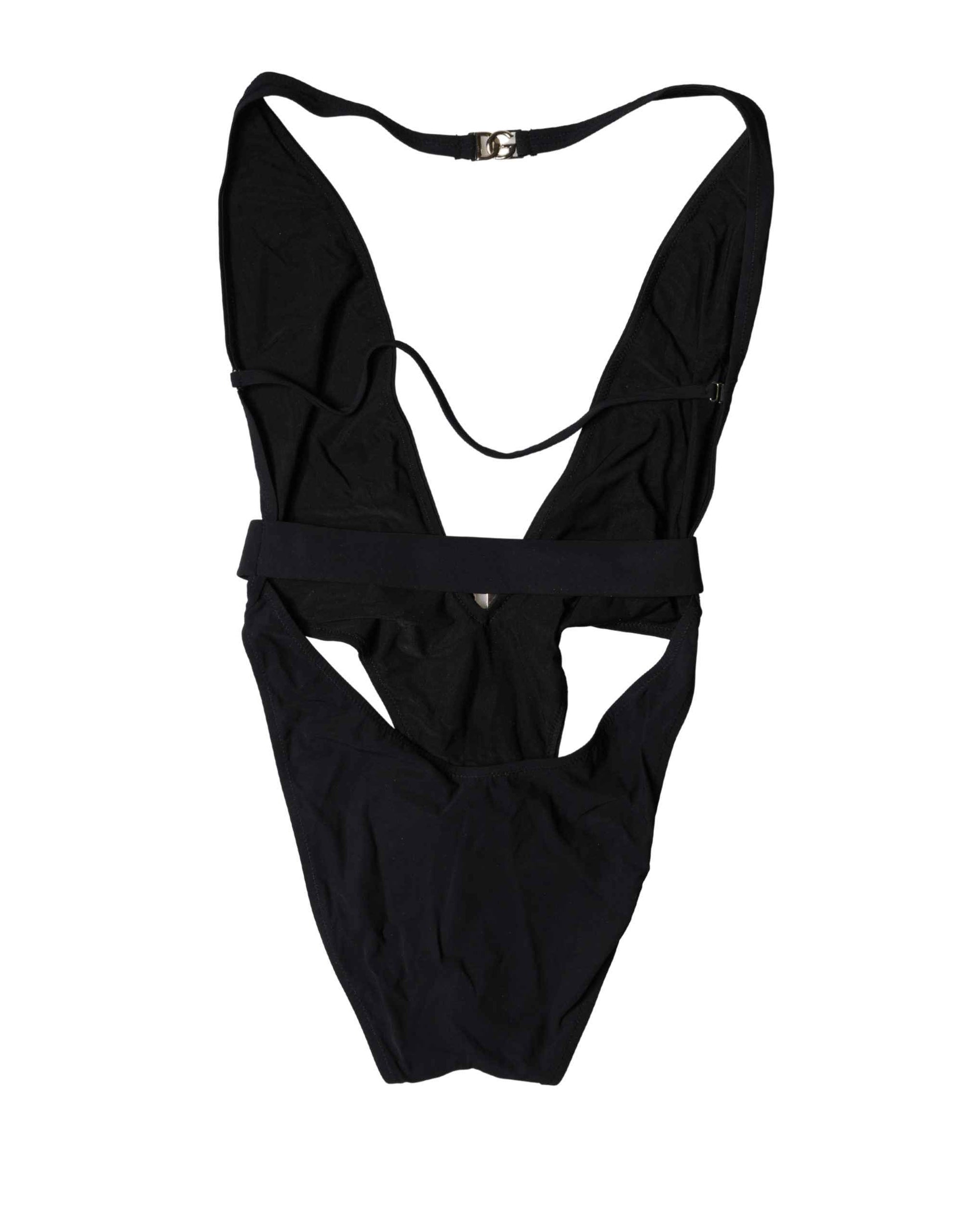 Dolce & Gabbana Black DG Nylon One-Piece Swimsuit Swimwear