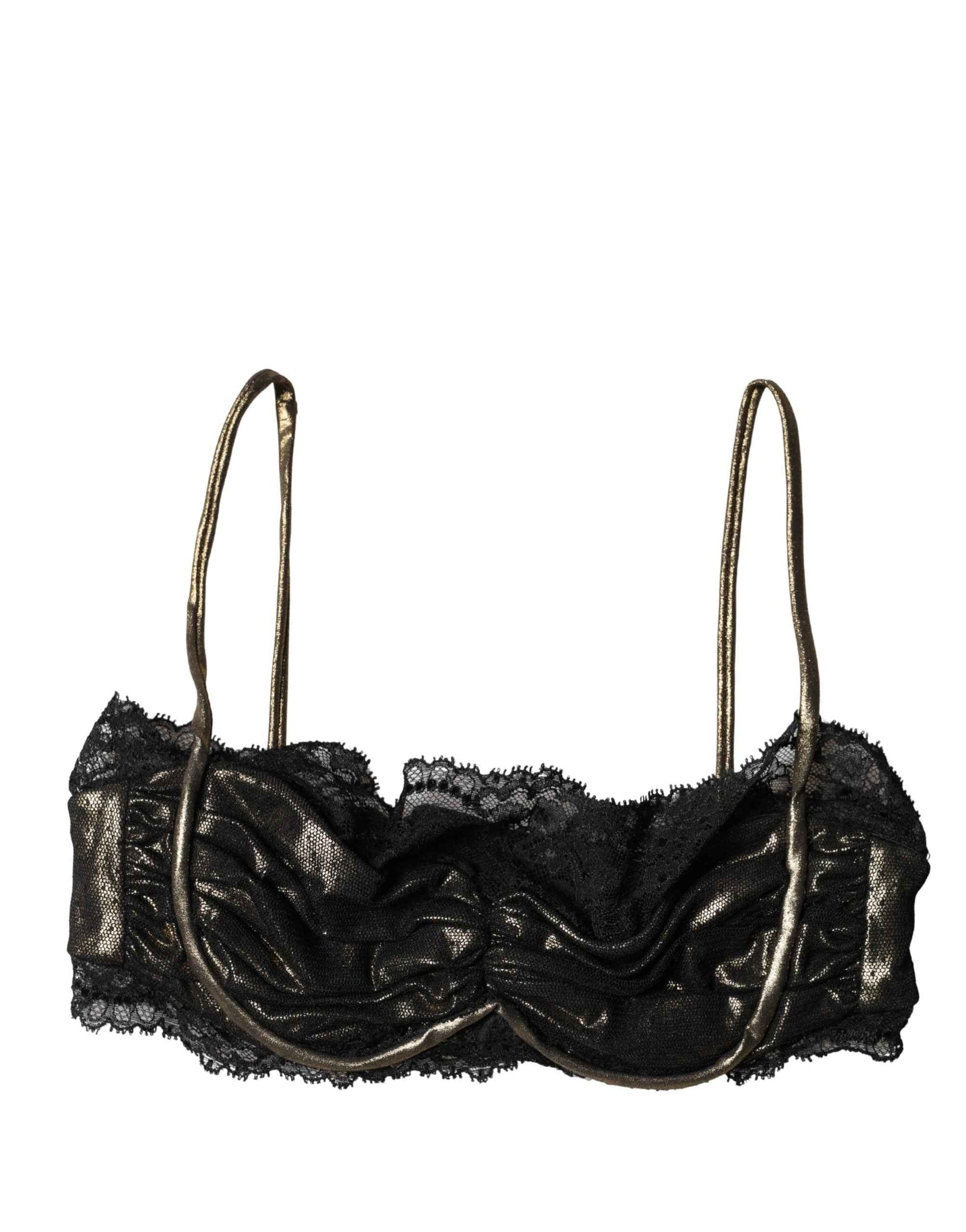 Dolce & Gabbana Black Silk Underwired Balconnet Bra Underwear