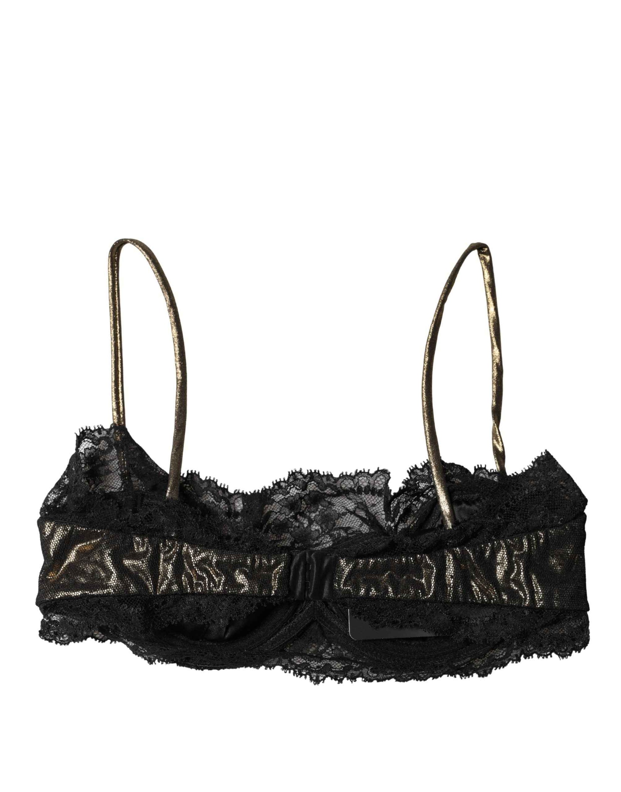 Dolce & Gabbana Black Silk Underwired Balconnet Bra Underwear