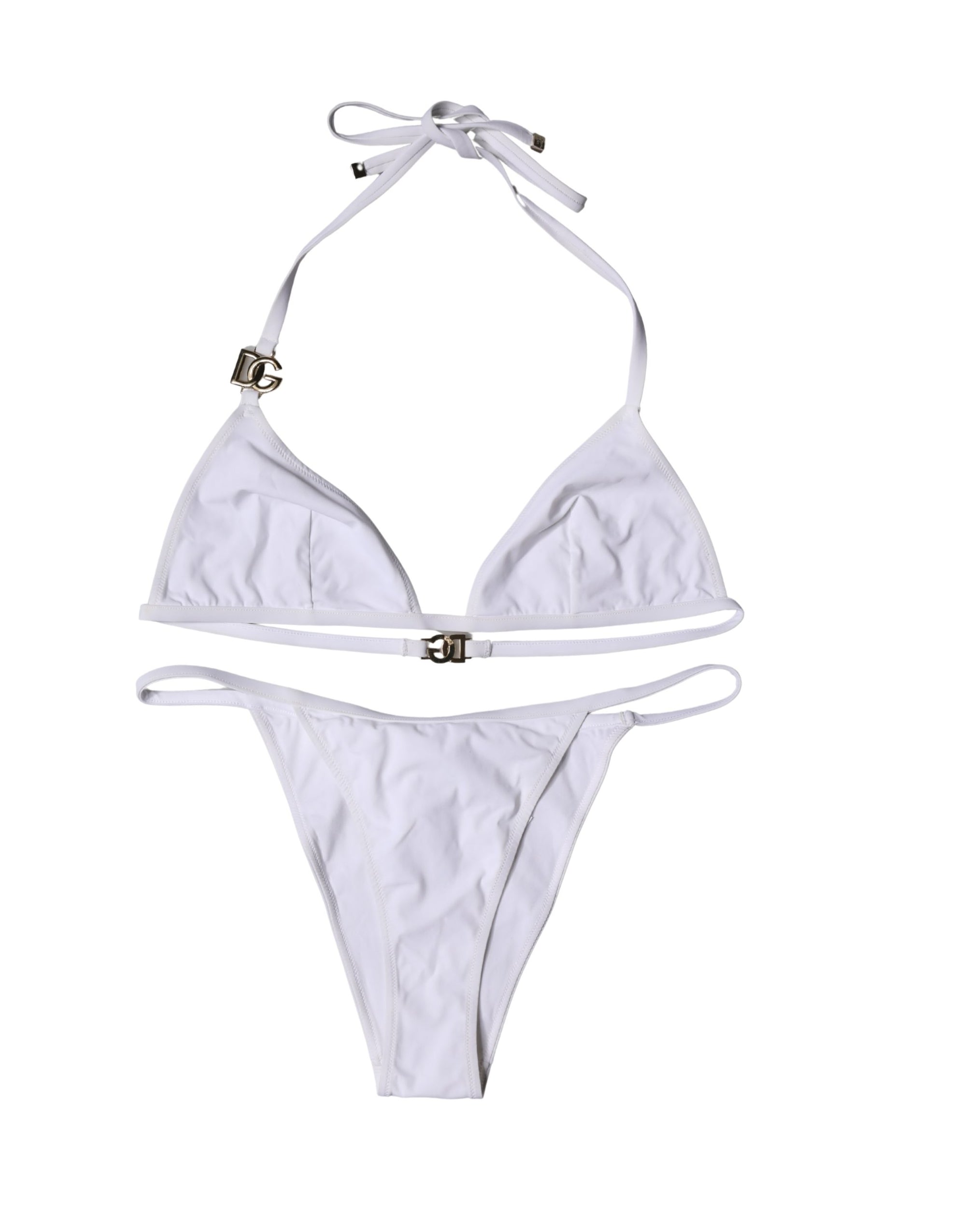 Dolce & Gabbana White Logo Swimsuit 2 Piece Top Bottom Swimwear