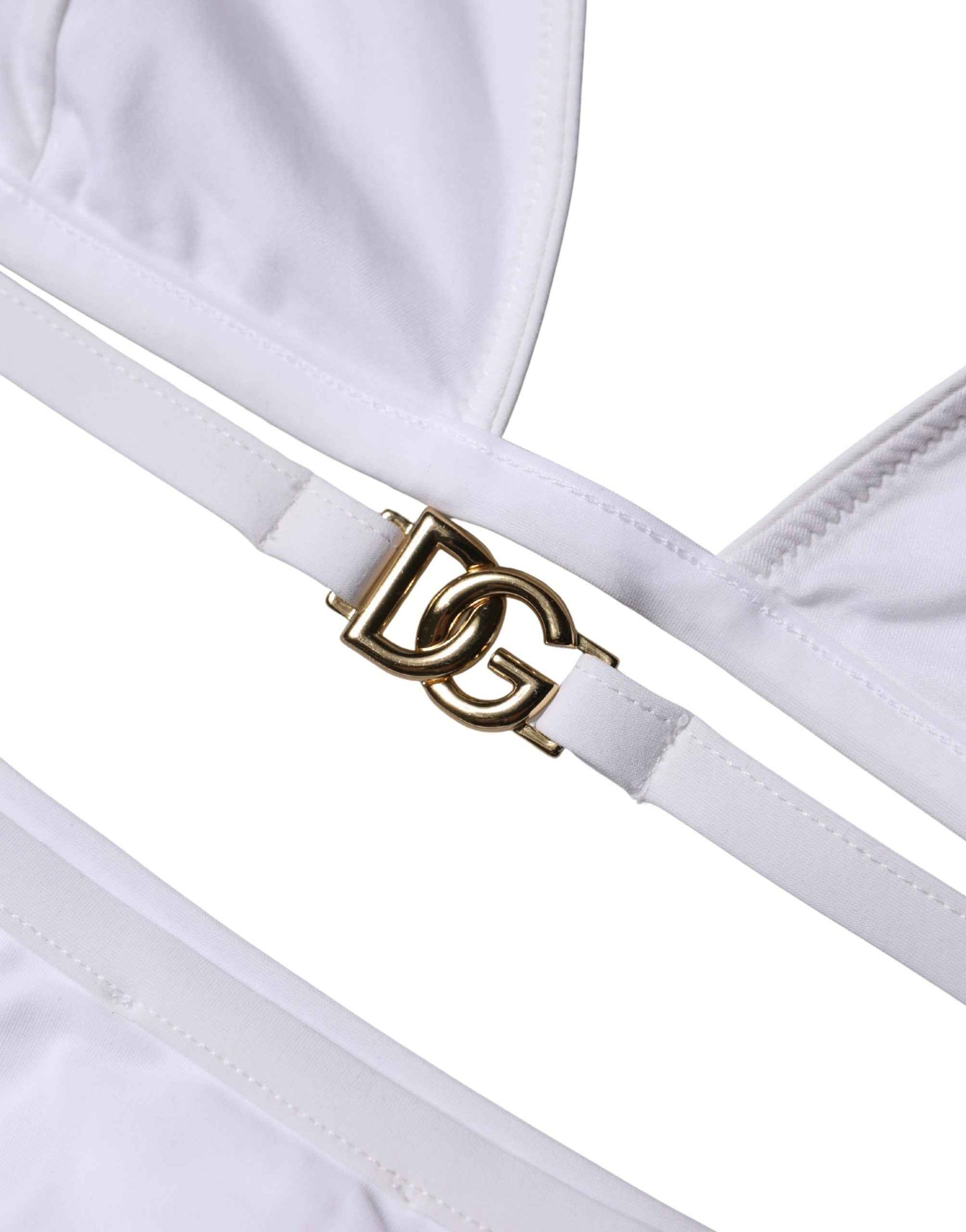 Dolce & Gabbana White Logo Swimsuit 2 Piece Top Bottom Swimwear